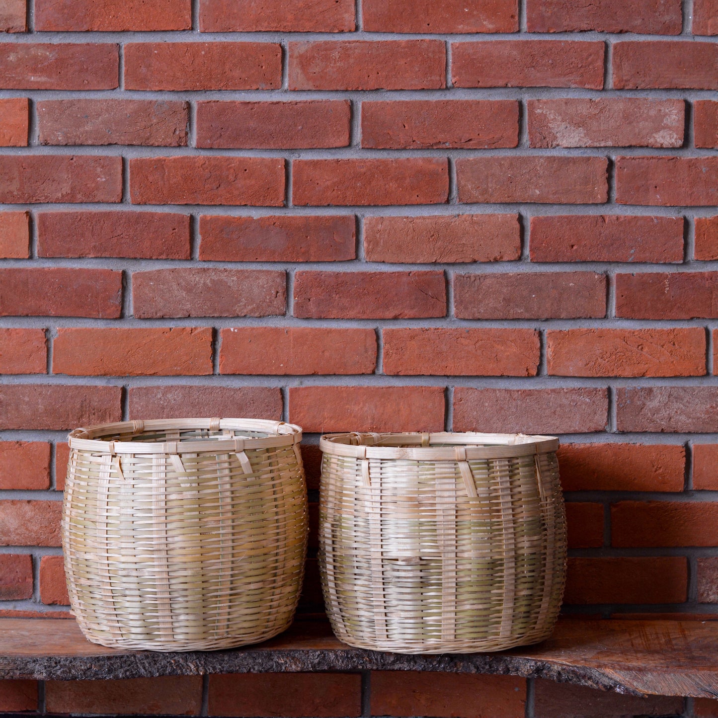 Medium Bamboo Planter Basket for Indoor & Outdoor Use (Pack of 2)
