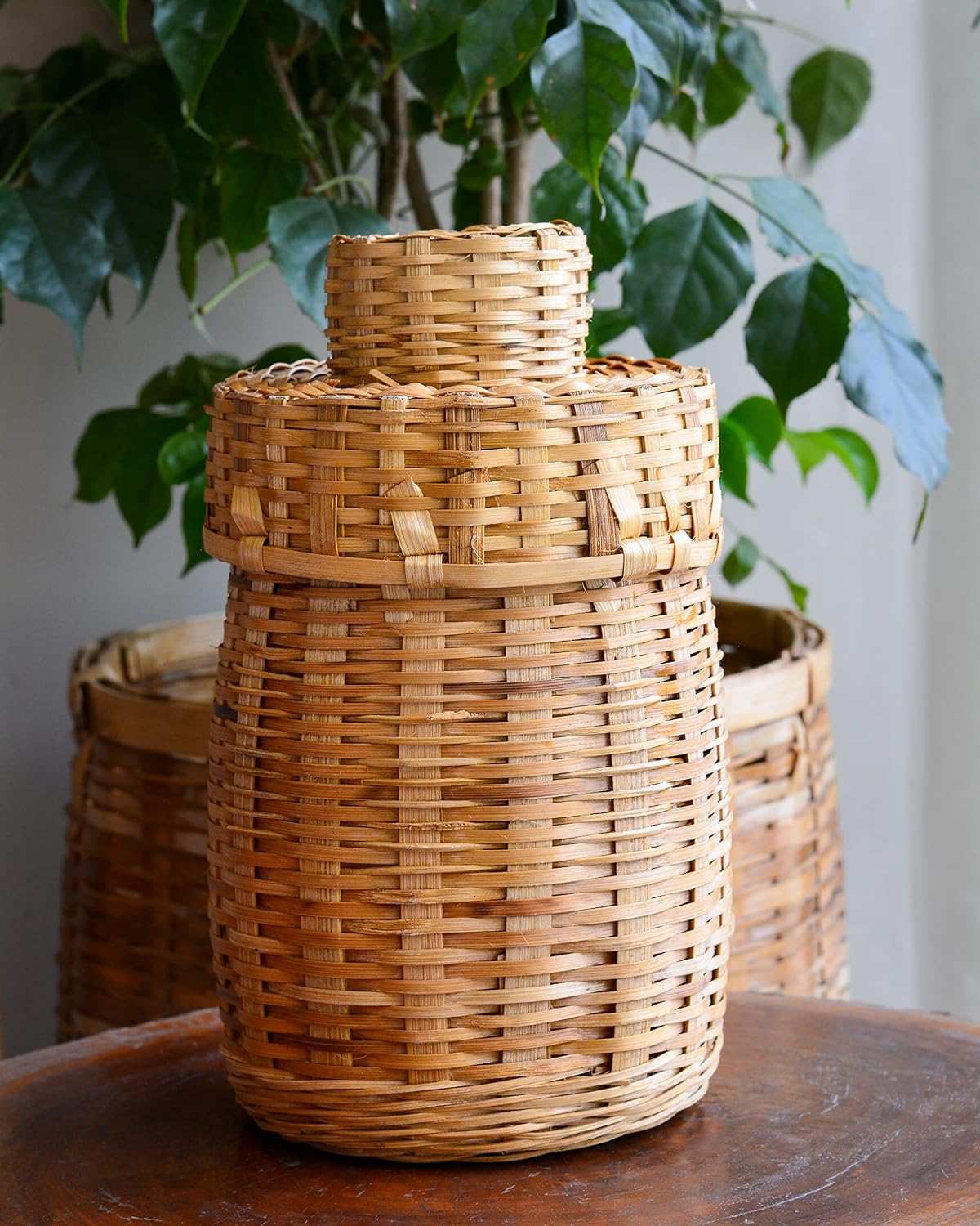 Bamboo Jar for Kitchen, Home & Office box with lid - Pack of 2