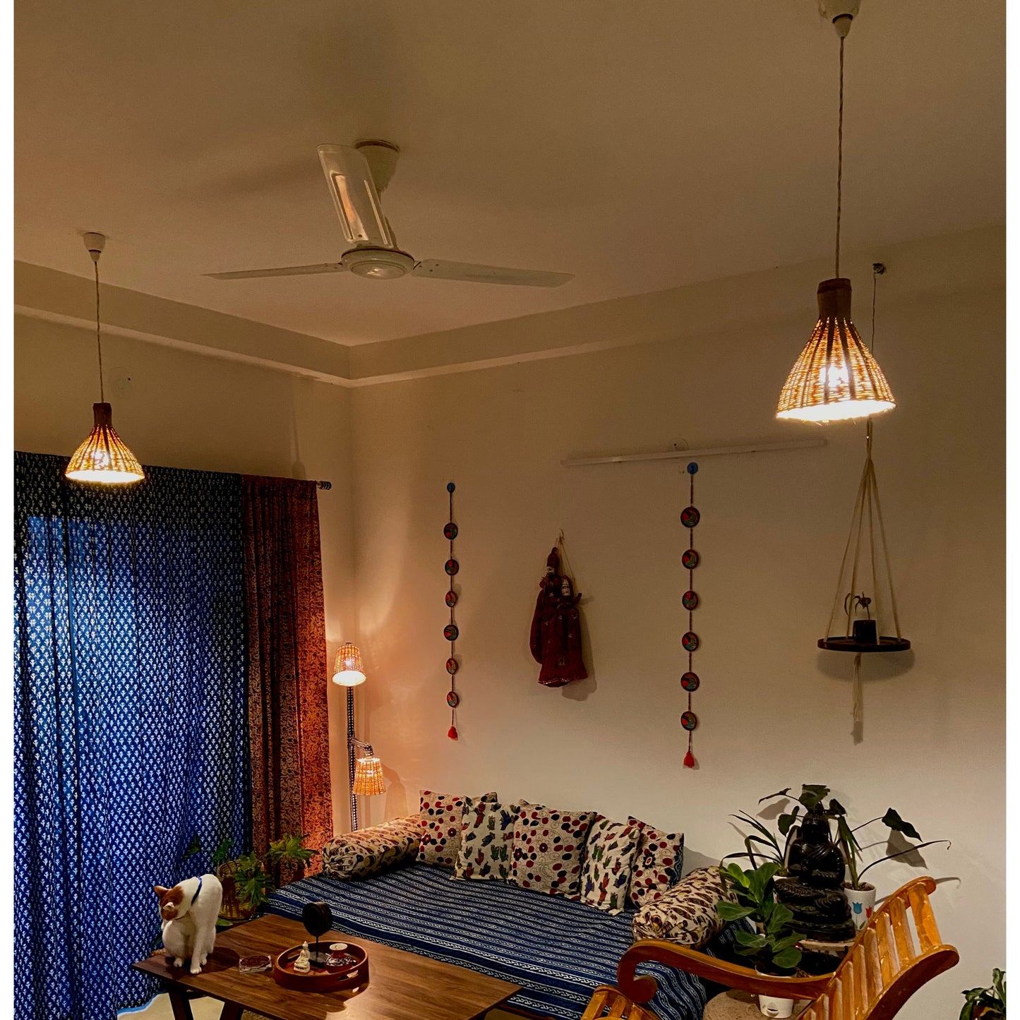 Conical Hanging Bamboo Lamp