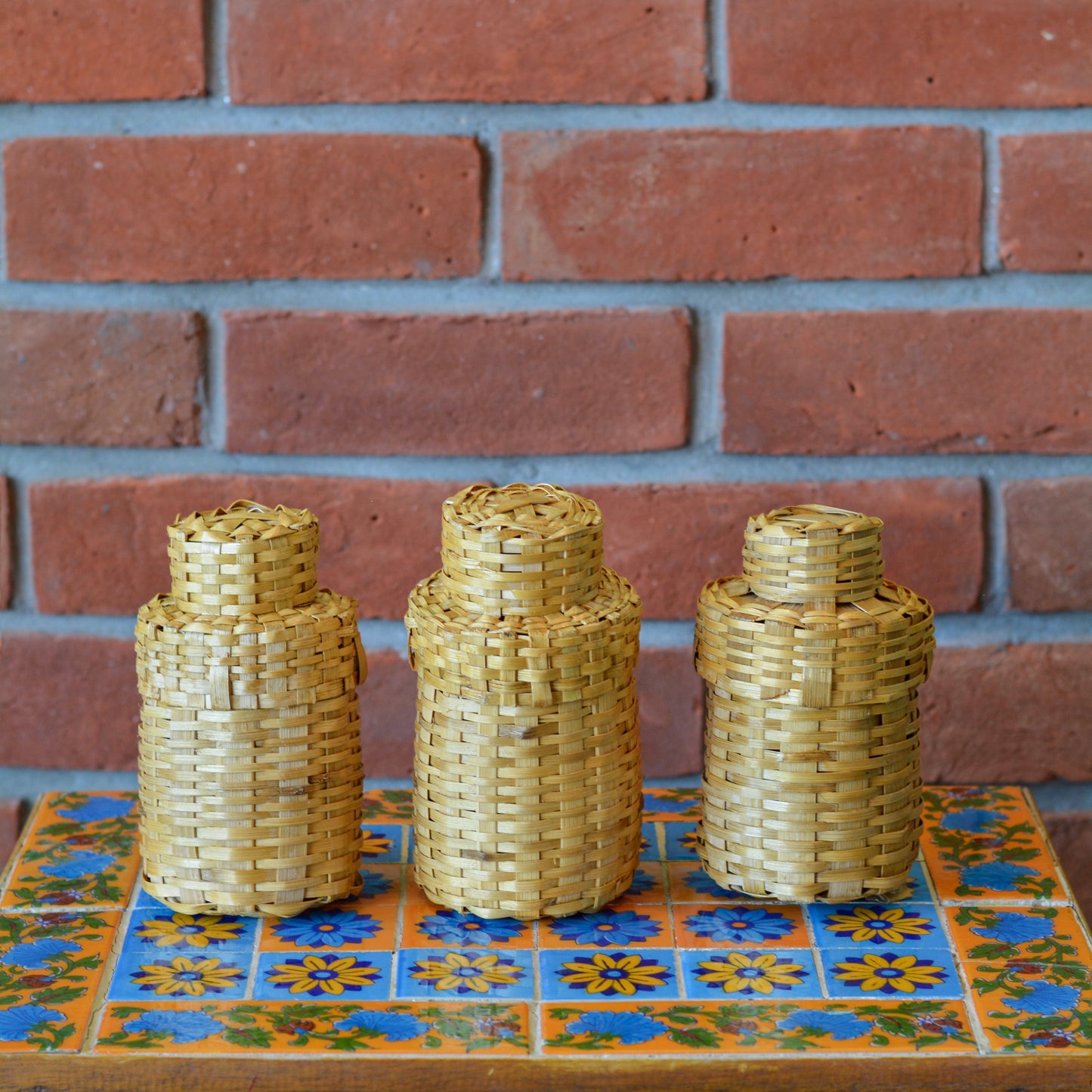 Handcrafted Storage Jar with Lid (Pack of 3, 400 ML Capacity)