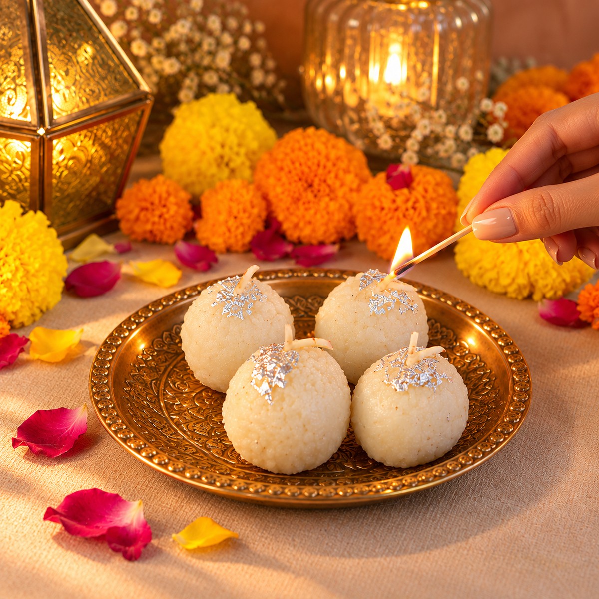 Barfi Shaped Unscented Wax Candles for Diwali Decoration