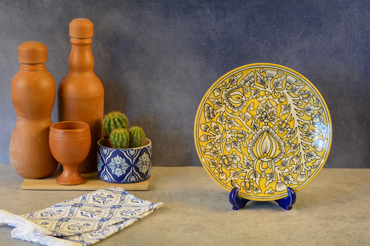 Ceramic Decorative Plate with Stand | Tabletop Display Plate for Home Décor-10 inch Plate