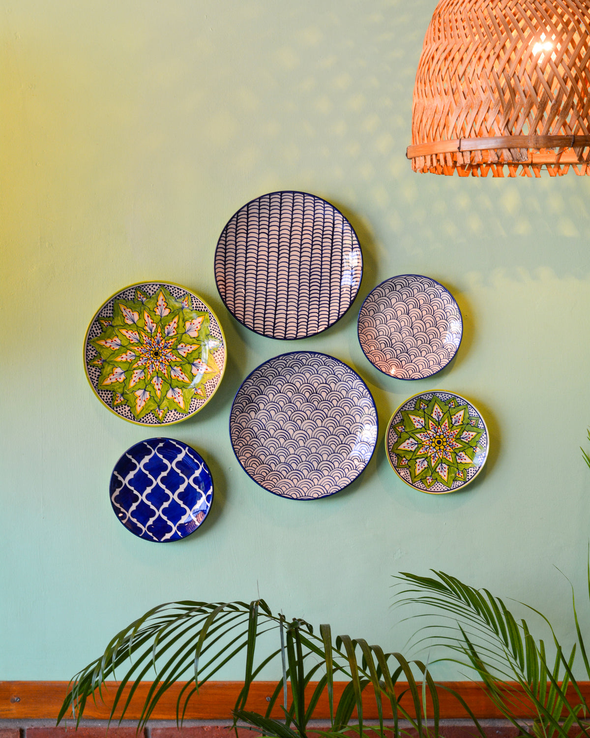 Ceramic Wall Plates Set of 6 | Wall Hanging Art for Living Room, Bedroom & Office