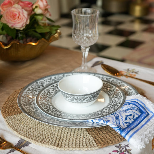 Round Jute-Cotton Thread Placemat ( Large, Pack of 2 )