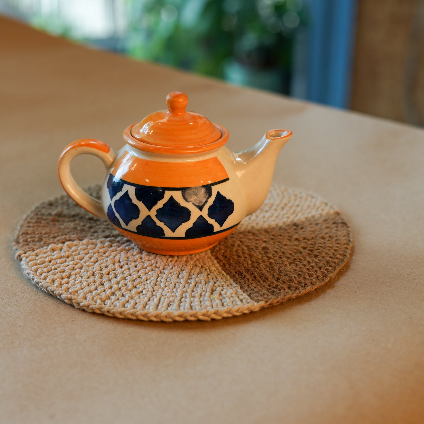 Round Jute-Cotton Thread Placemat ( Small, Pack of 4 )