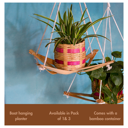 bamboo hanging plant holder Balcony Hanging Bamboo Planter (Large) – CreateYourTaste