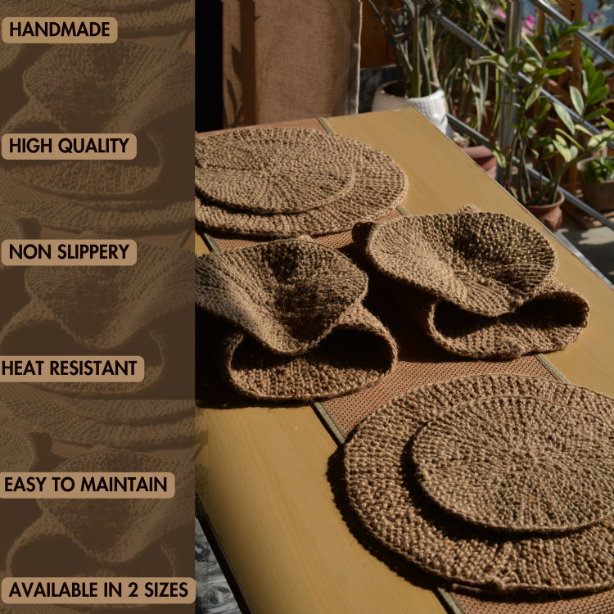 Round Table Mat Large Large Bohemian Jute Round Table Mat (Set of 2) – CreateYourTaste