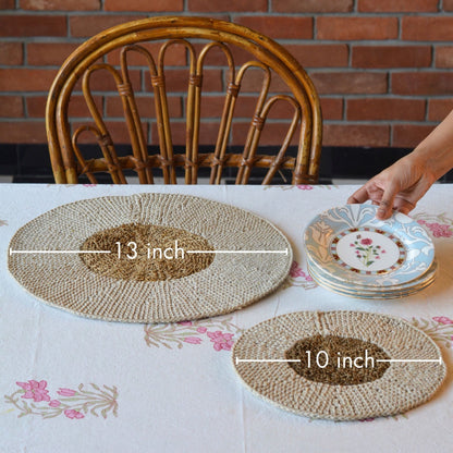 Cotton & Jute Table Mat ( Combo Pack of 4 )
