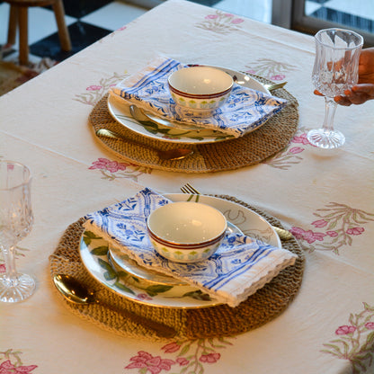 Round Jute-Cotton Thread Placemat ( Large, Pack of 2 )