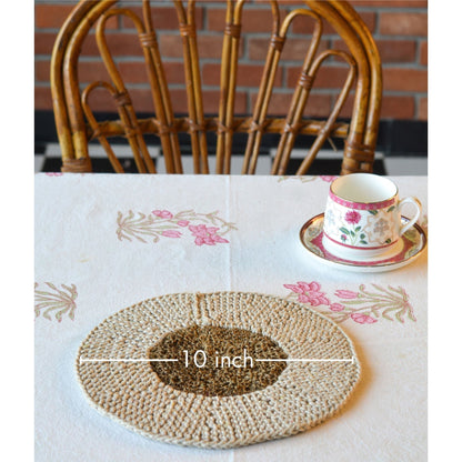 Cotton & Jute Table Mat ( Small, Set of 4 )