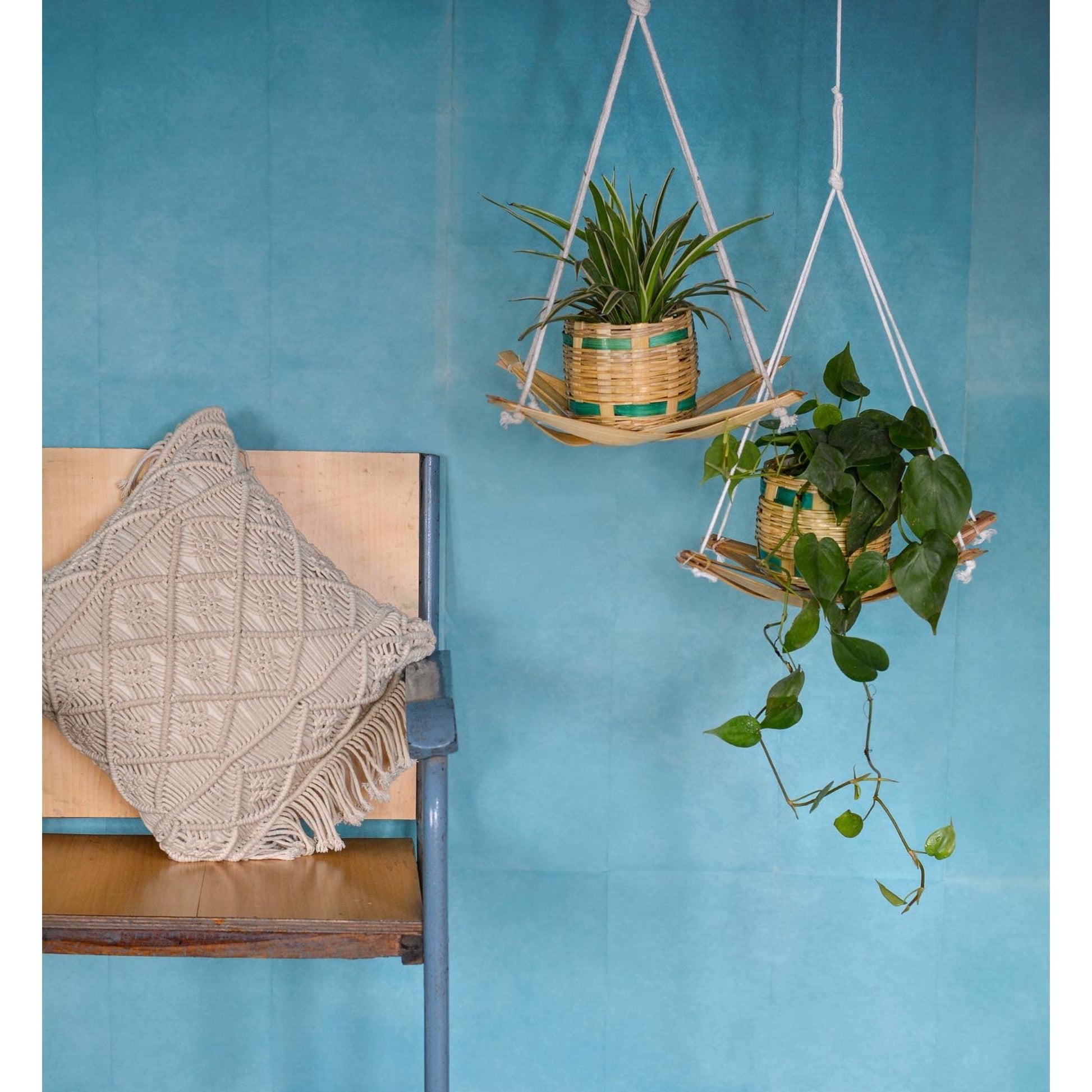 hanging bamboo planter pots Balcony Hanging Bamboo Planter (Large) – CreateYourTaste