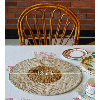 Cotton & Jute Table Mat ( Large, Set of 4 )