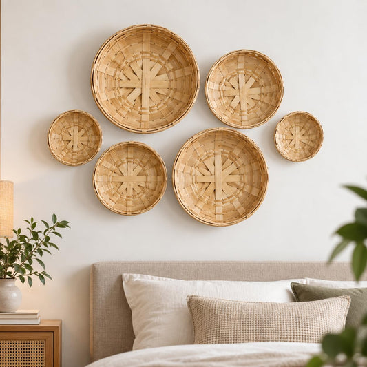 Bamboo Plate Home Decor (Set of 6, Design 2)