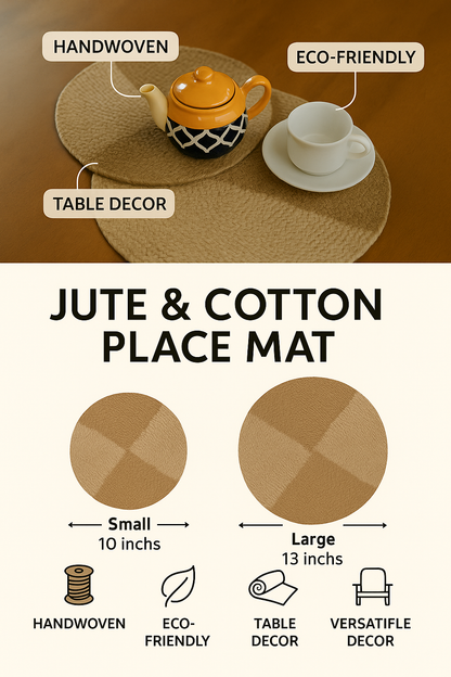 Round Jute-Cotton Thread Placemat ( Small, Single Piece )