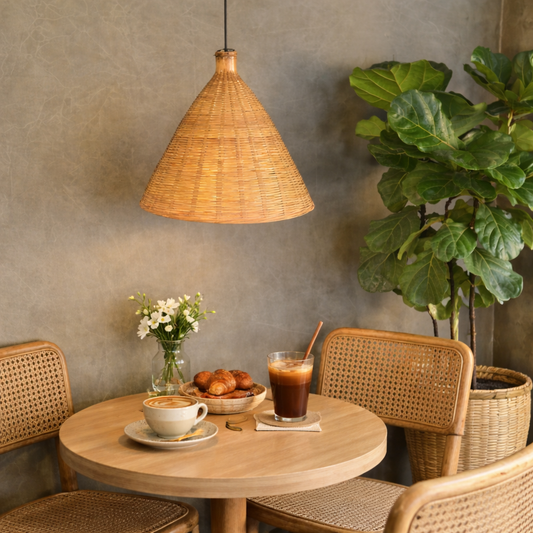 Conical Bamboo Hanging Pendant Lamp