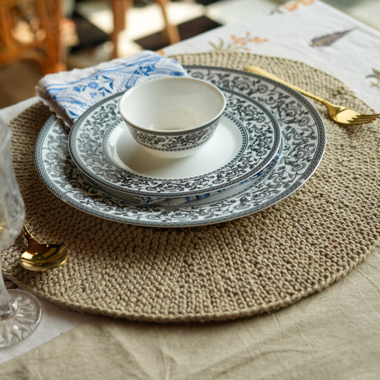 Cotton & Jute Table Mat ( Large, Single Piece )