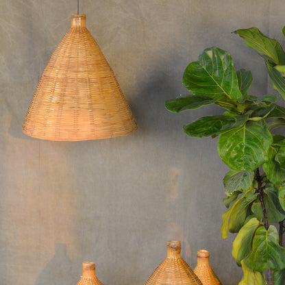 Conical Bamboo Hanging Pendant Lamp