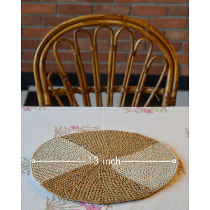 Round Jute-Cotton Thread Placemat ( Large, Single Piece )