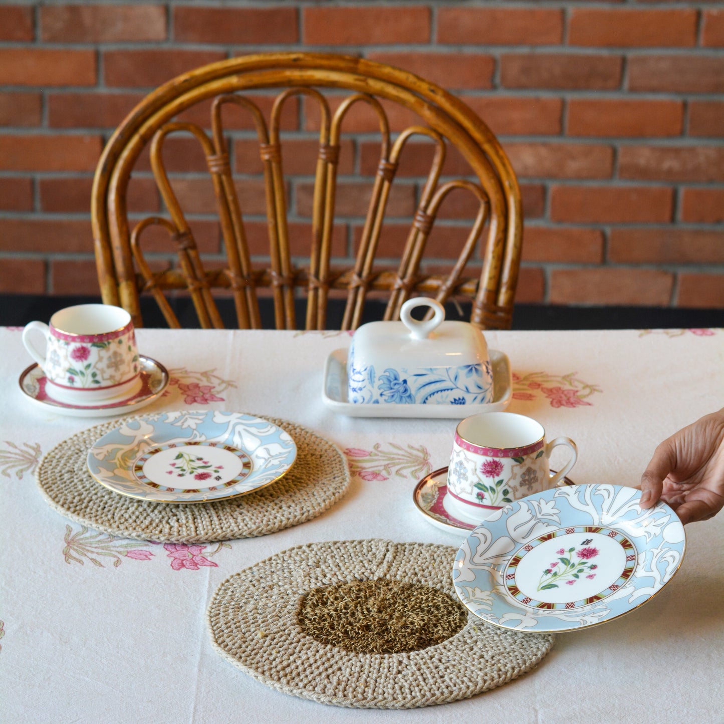 Cotton & Jute Table Mat ( Small, Set of 2 )