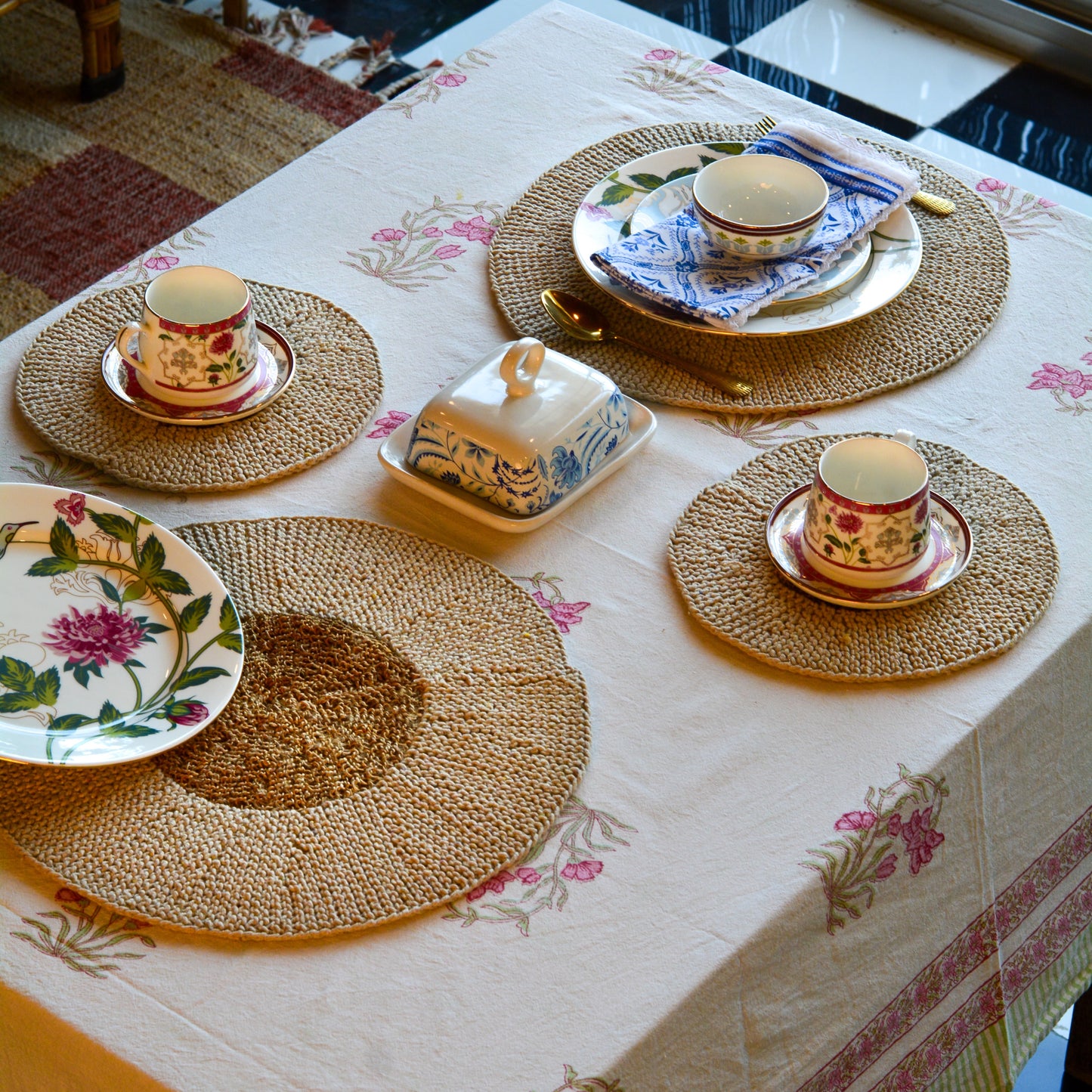 Cotton & Jute Table Mat ( Combo Pack of 4 )