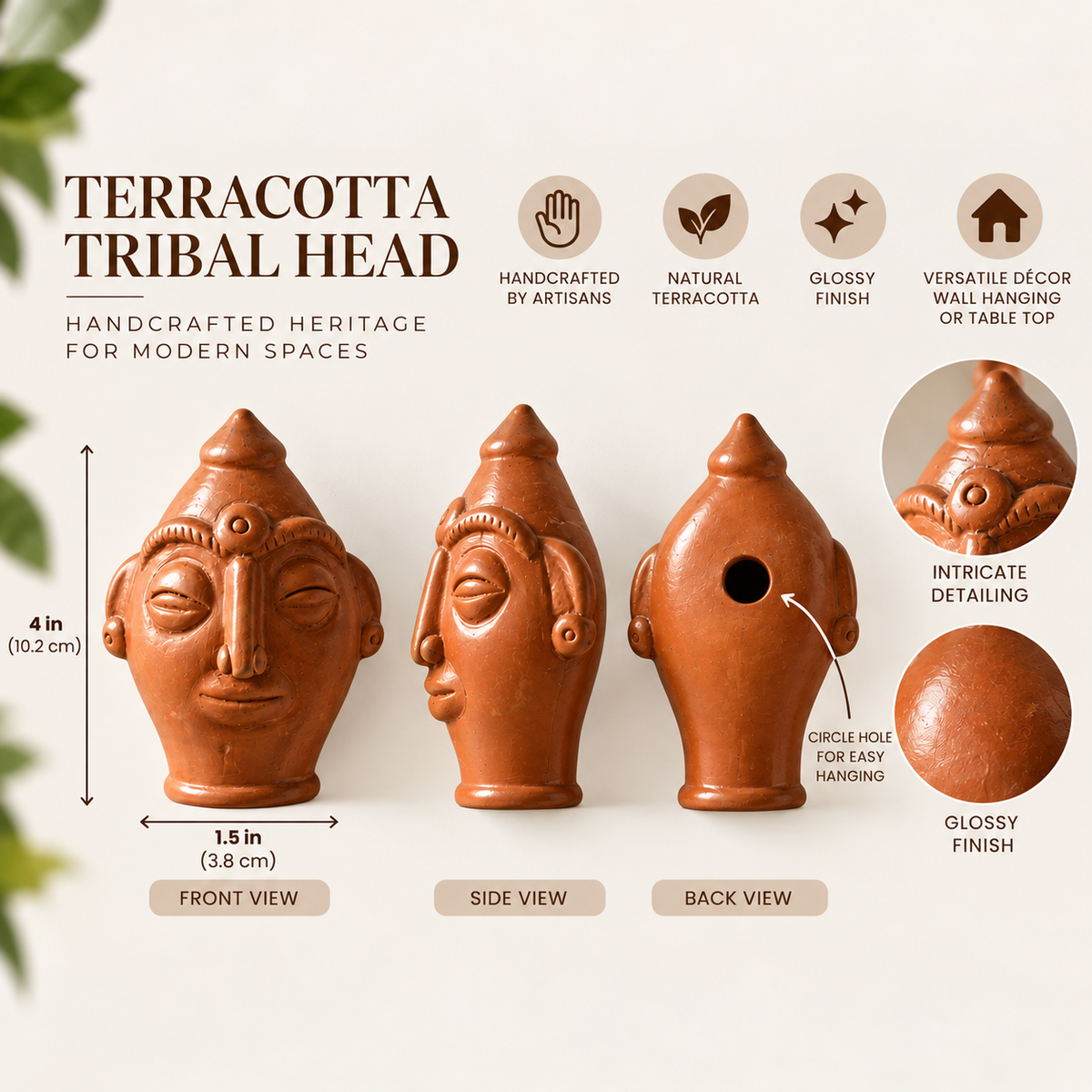 LokDevi Tribal Head | Glossy Finish