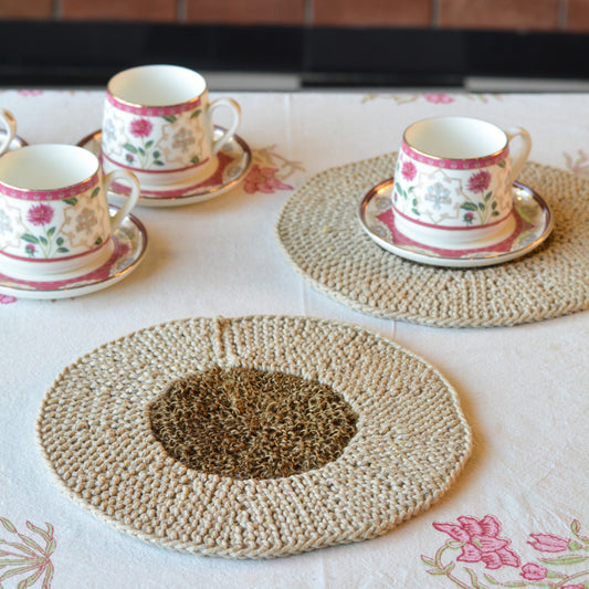 Cotton & Jute Table Mat ( Small, Single Piece )