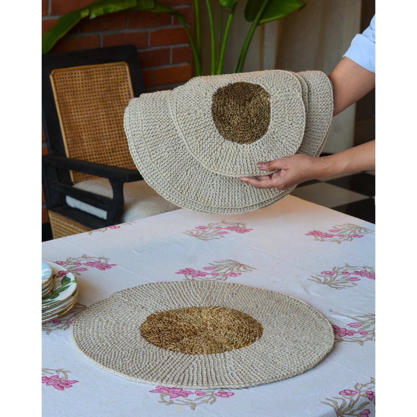 Cotton & Jute Table Mat ( Large, Set of 4 )