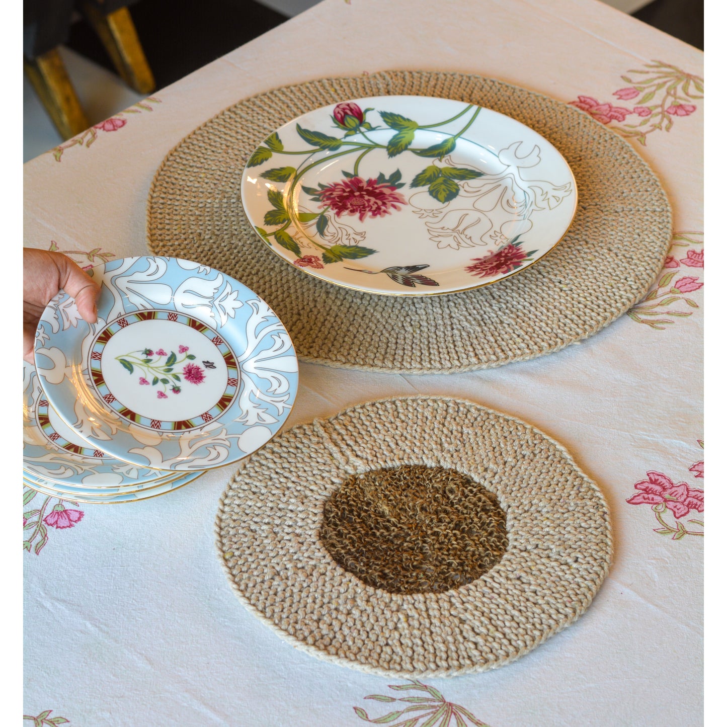 Cotton & Jute Table Mat ( Combo Pack of 2 )
