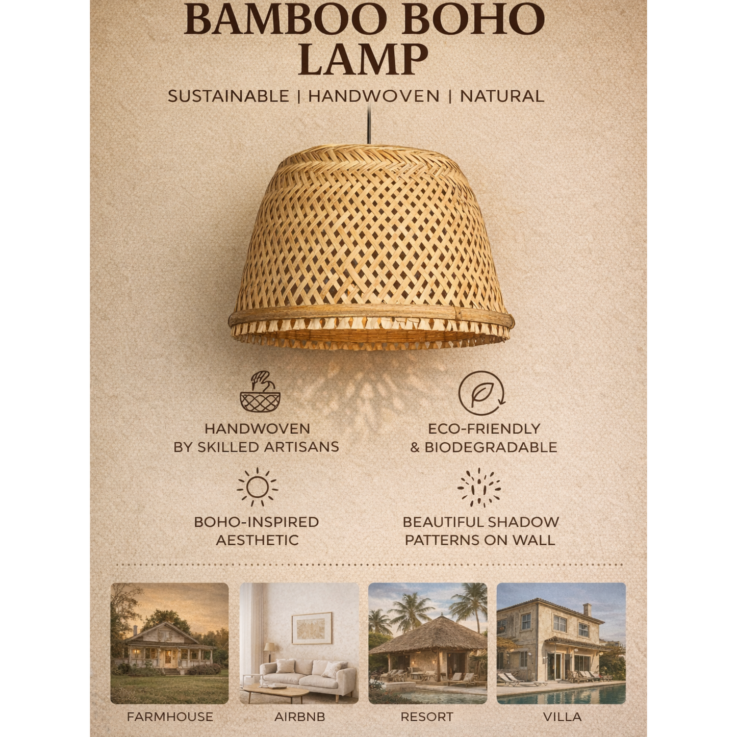 Bell Shaped Bamboo Hanging Light
