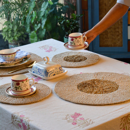 Cotton & Jute Table Mat ( Small, Set of 4 )