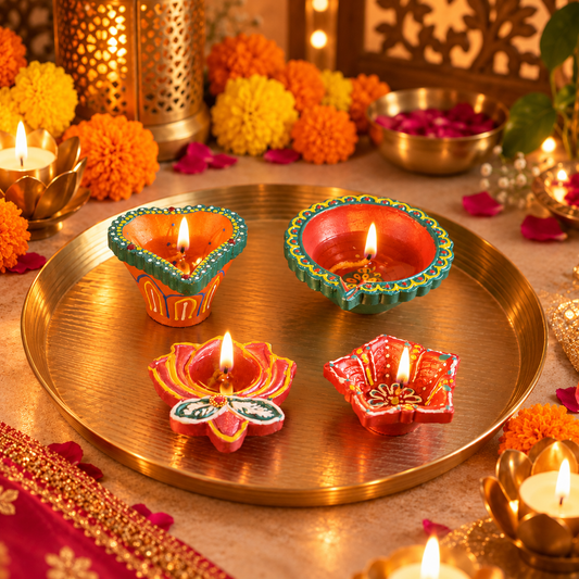 Diyas for Diwali Home Decor, Combo Pack of 4 & 8