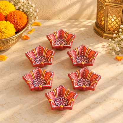 Decorative Clay Diyas for Diwali