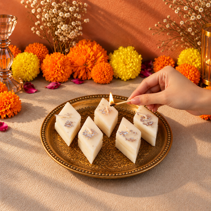 Barfi Shaped Unscented Wax Candles for Diwali
