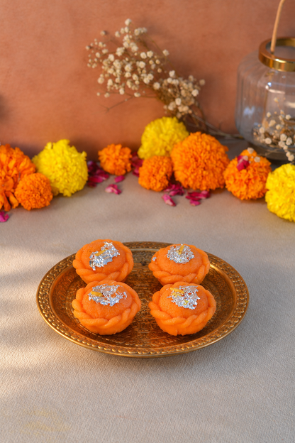 Motichoor Ladoo Shaped Unscented Wax Candles for Diwali