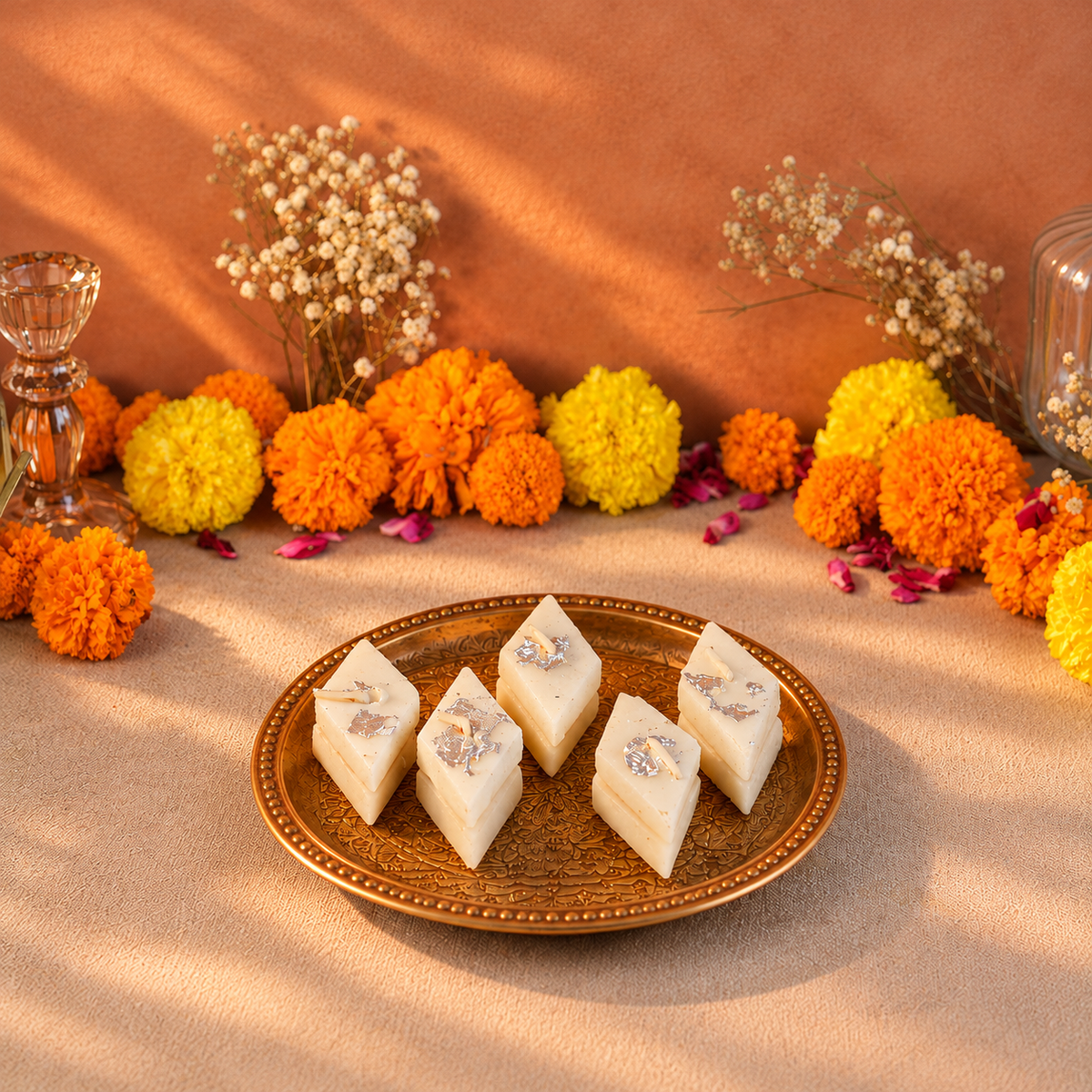 Barfi Shaped Unscented Wax Candles for Diwali