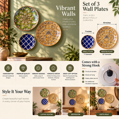 Ceramic Wall Hanging Plates  | Decorative Wall Plates Set of 3