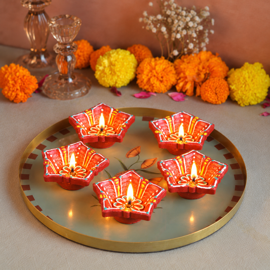 Decorative Clay Diyas for Diwali