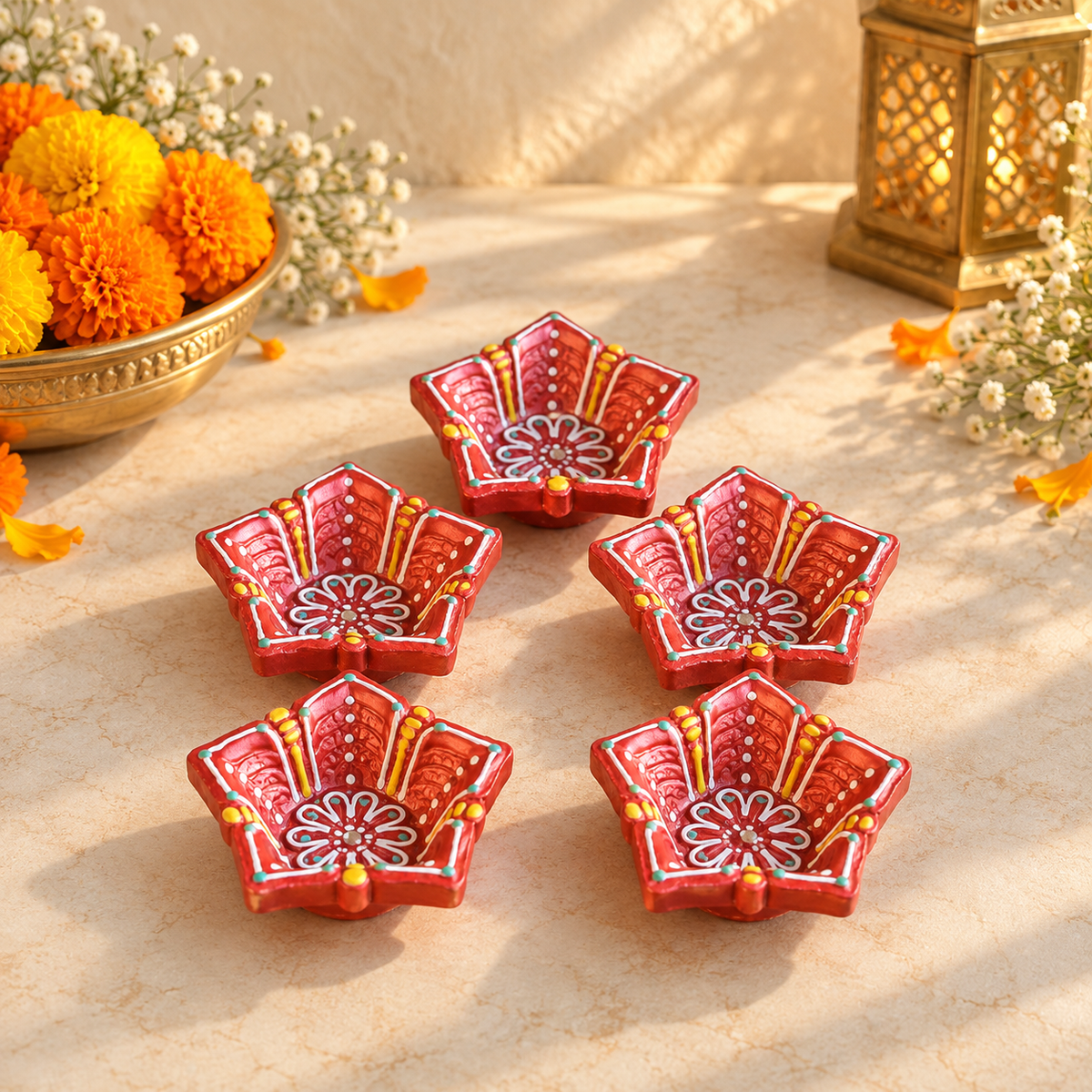 Decorative Clay Diyas for Diwali
