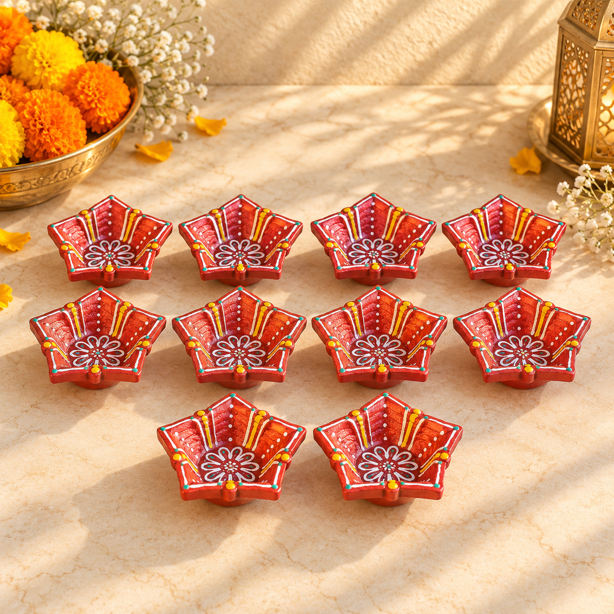 Decorative Clay Diyas for Diwali