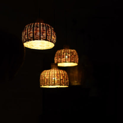 Handcrafted Bamboo Dome Pendant Lamp ( Set of 3 )