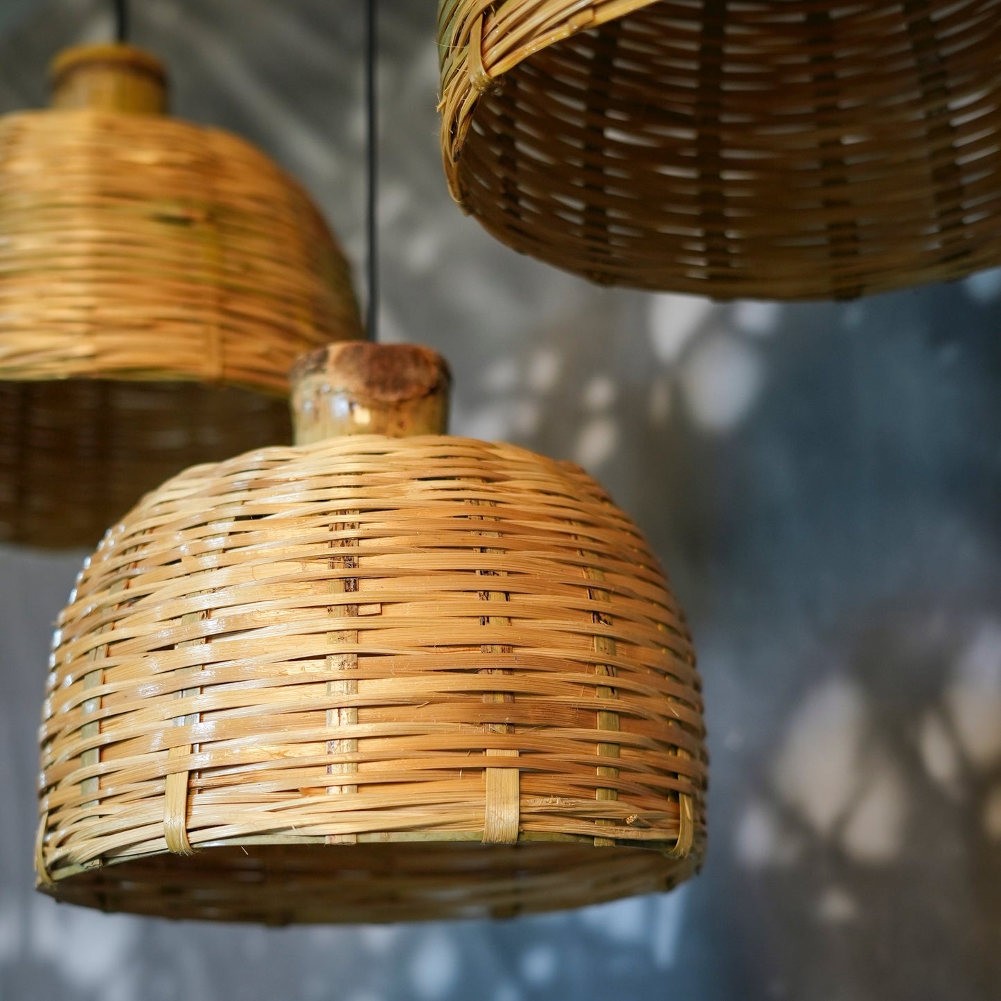 Handcrafted Bamboo Dome Pendant Lamp ( Set of 3 )