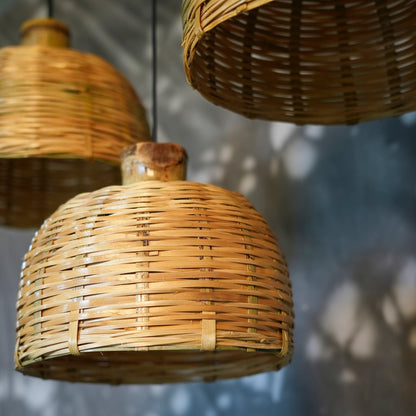Handcrafted Bamboo Dome Pendant Lamp ( Set of 3 )