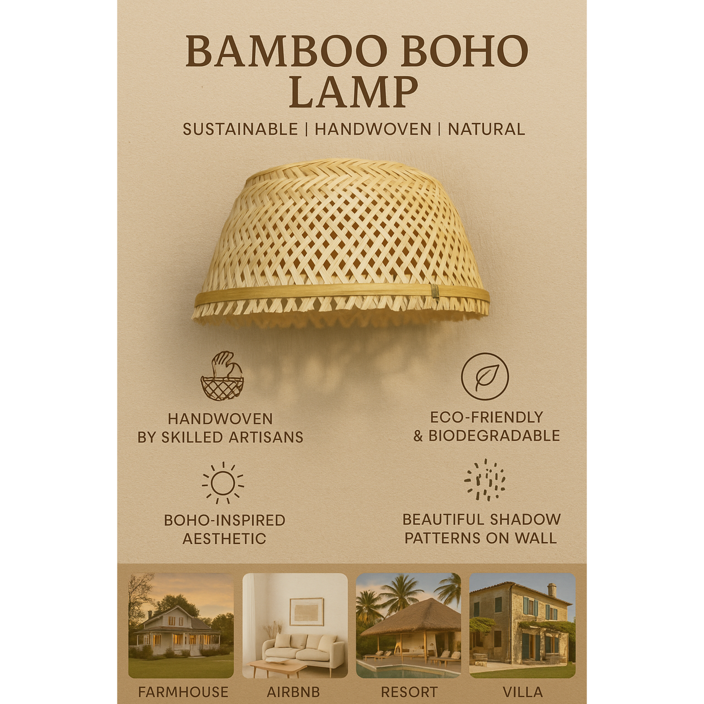 Hanging Bamboo Boho Lamp