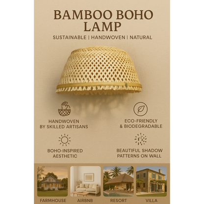 Hanging Bamboo Boho Lamp