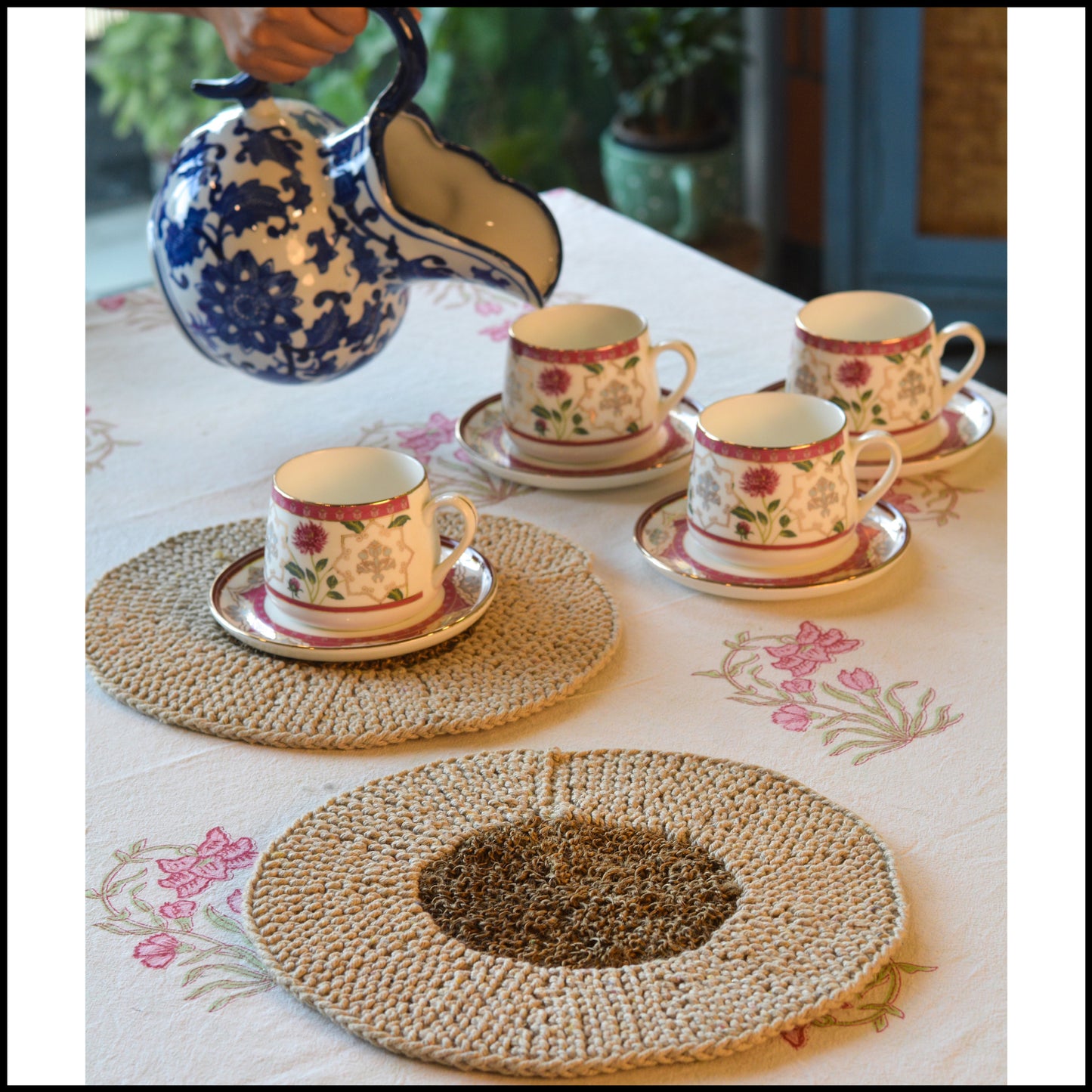 Cotton & Jute Table Mat ( Small, Set of 4 )