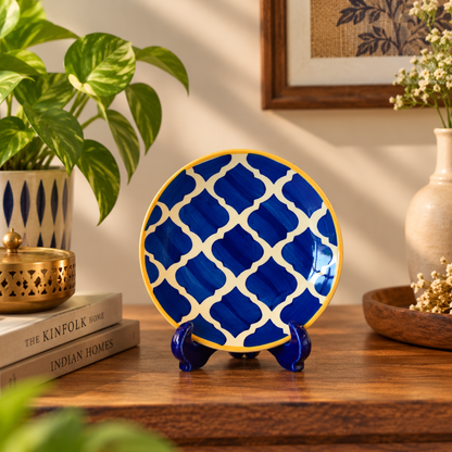 Ceramic Decorative Plate with Stand | Tabletop Display Plate for Home Décor-7 inch Plate