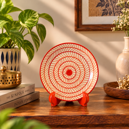 Ceramic Decorative Plate with Stand | Tabletop Display Plate for Home Décor-7 inch Plate