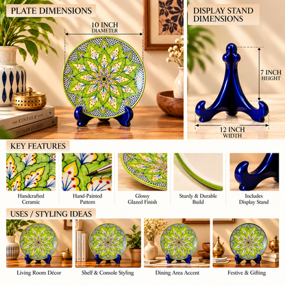 Ceramic Decorative Plate with Stand | Tabletop Display Plate for Home Décor-7 inch Plate