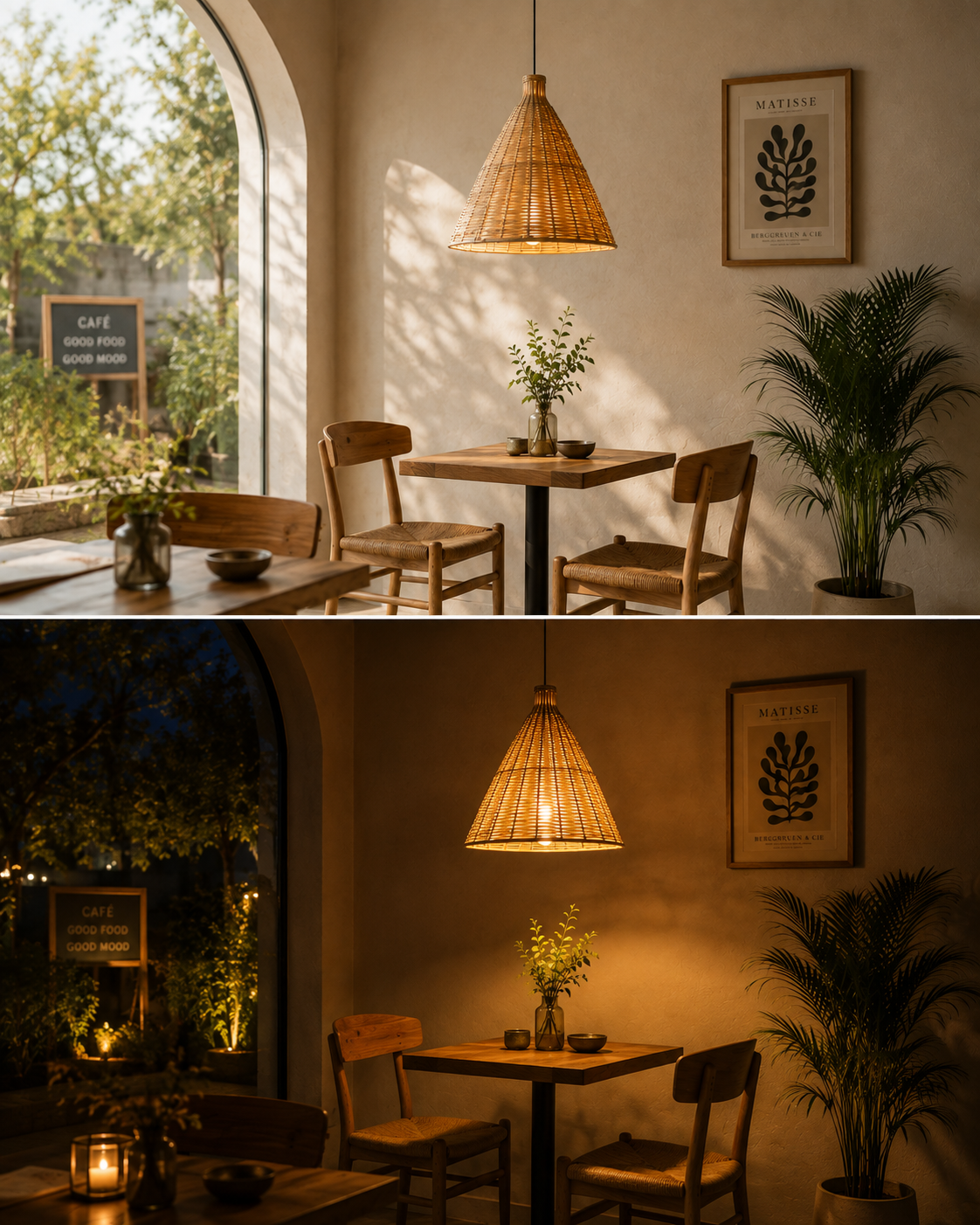 Bamboo Pendant Hanging Light for Ceiling – Boho Cane Chandelier for Living Room, Bedroom, Balcony | Handmade Rattan Hanging Lamp with Wire & Holder (Diameter - 42 cm, Height - 45 CM)