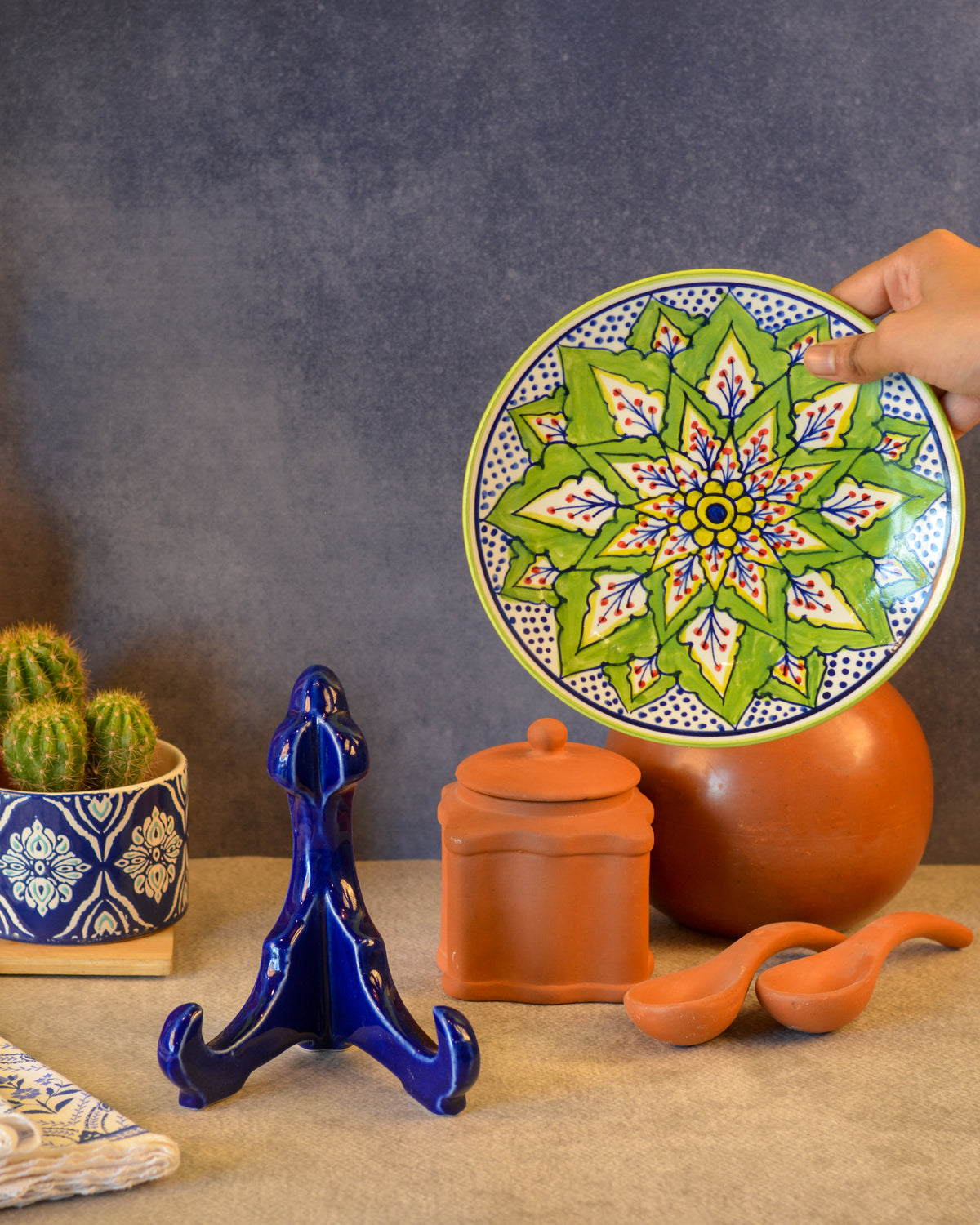 Ceramic Decorative Plate with Stand | Tabletop Display Plate for Home Décor-7 inch Plate